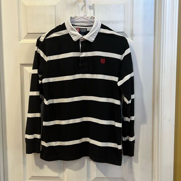 Youth boys Chaps collared black/white polo size large (14/16). - Picture 1 of 4
